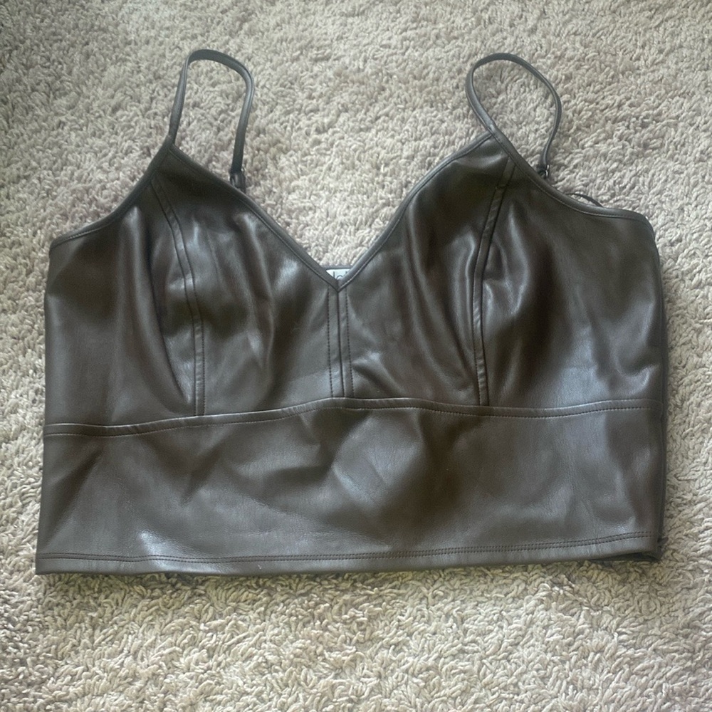 Faux leather crop top!